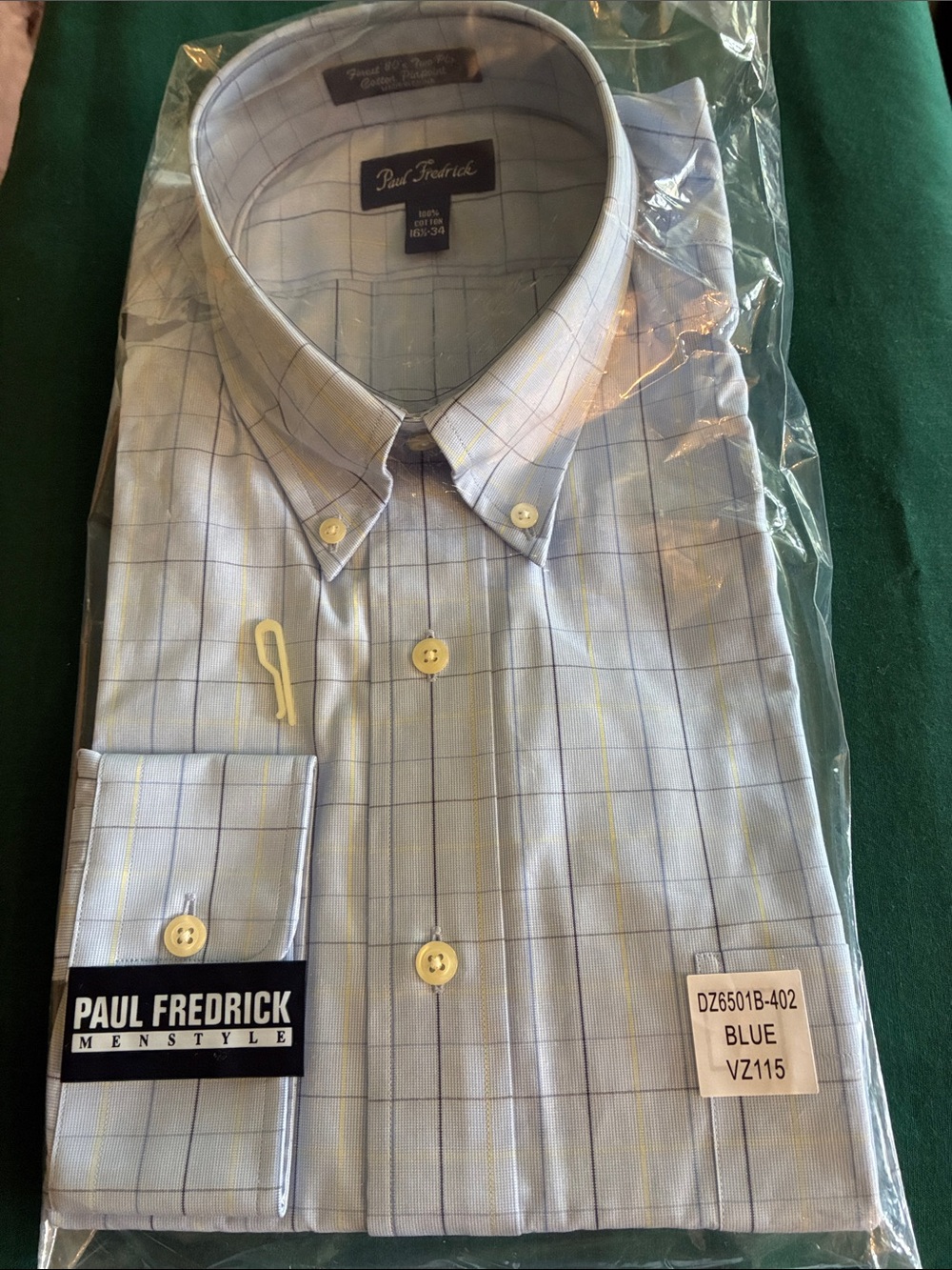 Paul Fredrick Light Blue Windowpane Button-Down Dress Shirt